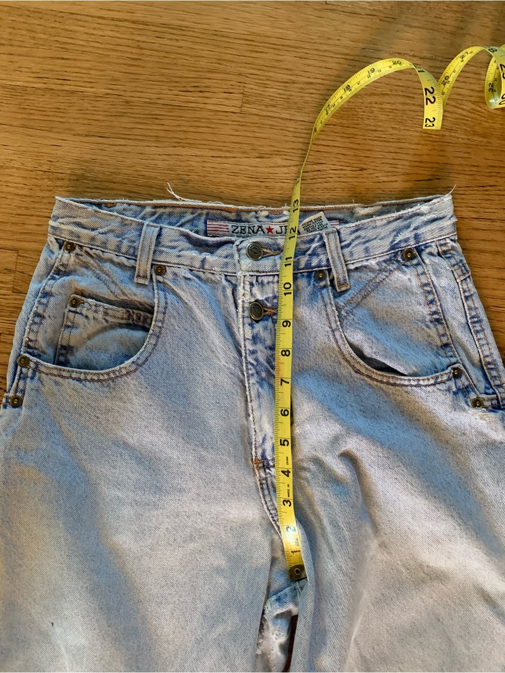 Vtg 90s Zena High Waisted Thrashed Mom Jeans Made in USA Sz 10 Fits 27 28 - Picture 8 of 16